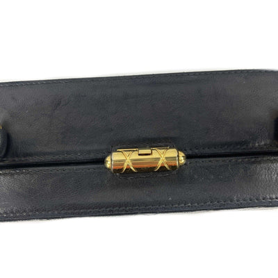 CHANEL - Vintage V-Stitched Black CC Leather Box Shoulder Bag / Crossbody