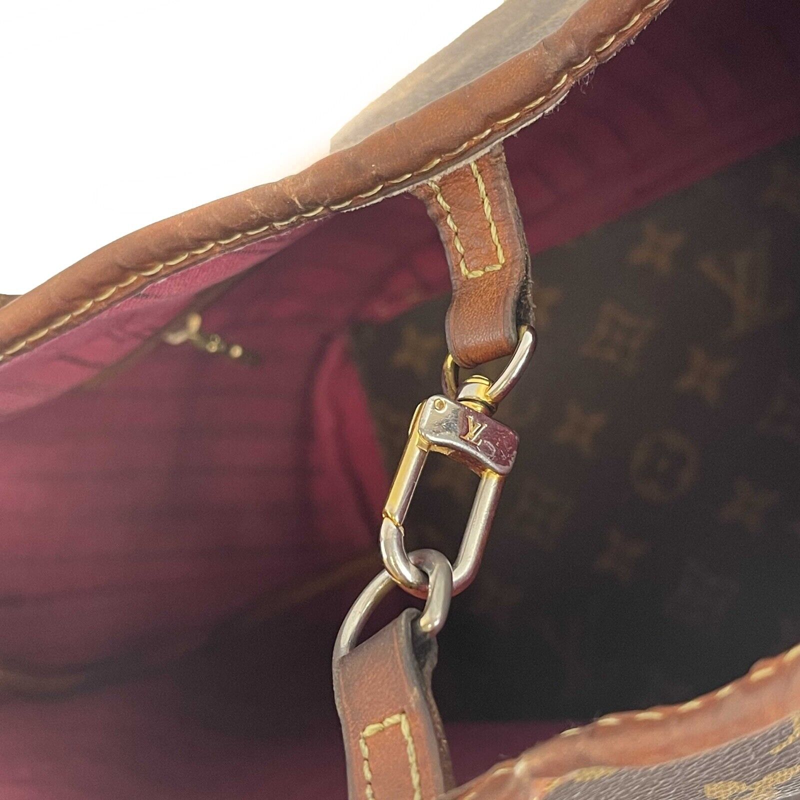 Neverfull leather tote Louis Vuitton Purple in Leather - 21812713