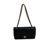 Chanel - NEW - 20S CC Black / Gold Lambskin Double Flap Medium Shoulder Bag
