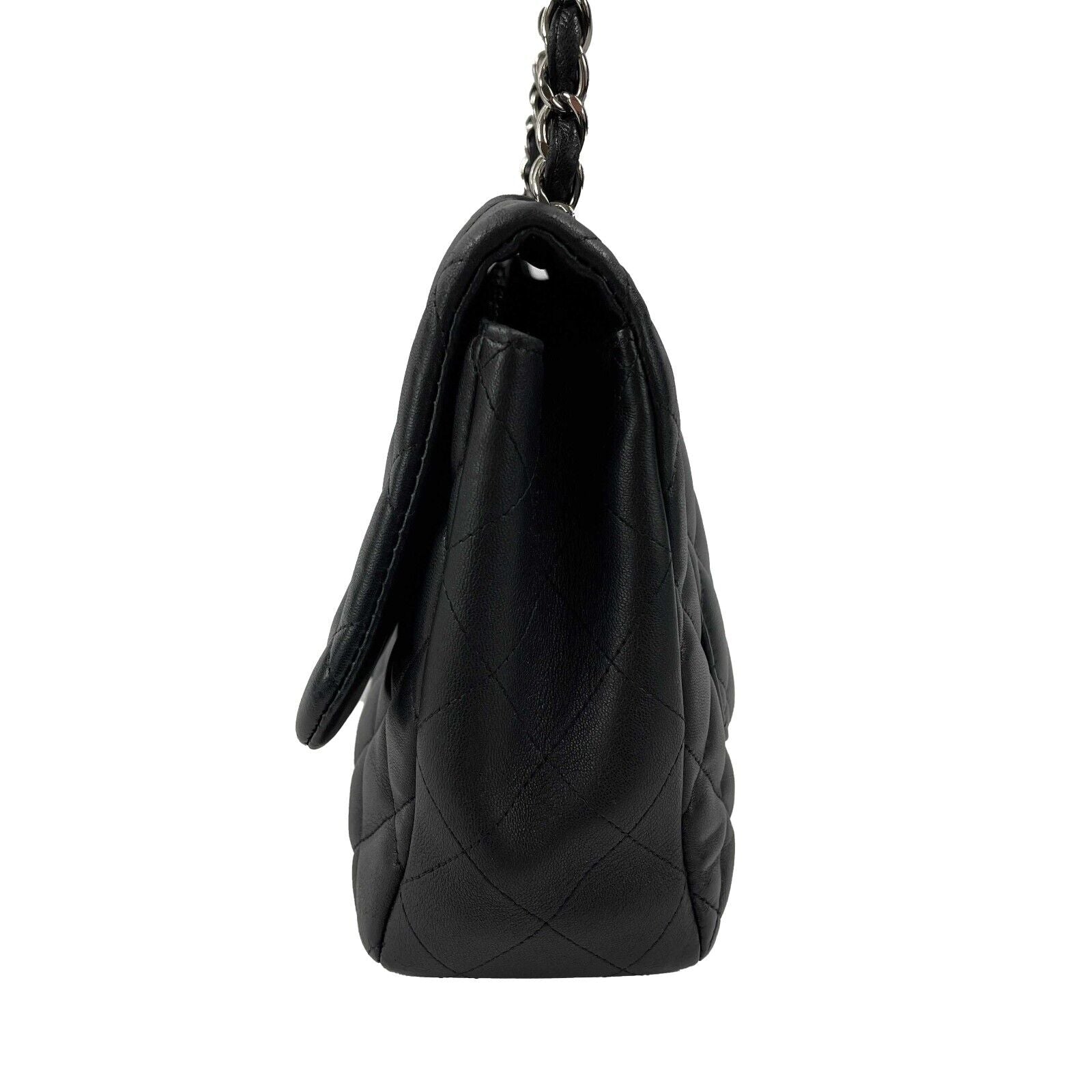 CHANEL - Jumbo Classic Flap CC Quilted Black Lambskin Shoulder Bag / C -  BougieHabit