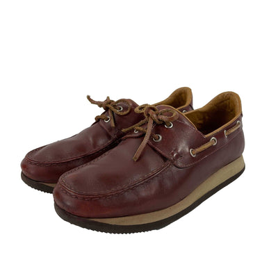 HERMES - Leather Lace Up Nautical Burgundy Platform Loafers - 38 US 8