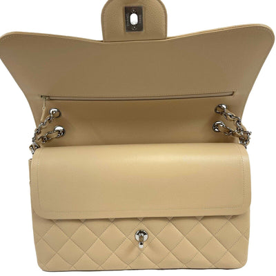 CHANEL - Large Classic Caviar Double Flap Jumbo - Beige Shoulder Bag NEW