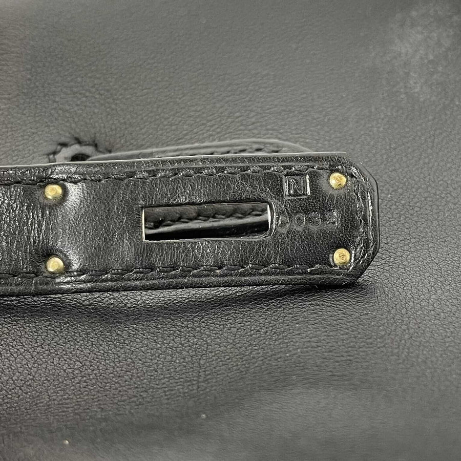Hermes - Birkin 35 Black Swift Leather Noir PHW Palladium Hardware 2010
