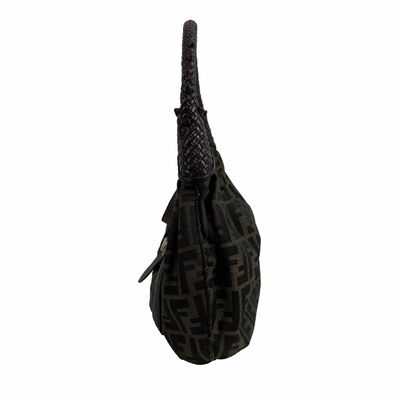 Fendi - Shoulder Bag with Zucca Canvas and Leather Trimming - Brown Shoulder Bag