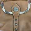 Burberry - Brown Leather Shoulder Bag w/ Signature Fabric Edges