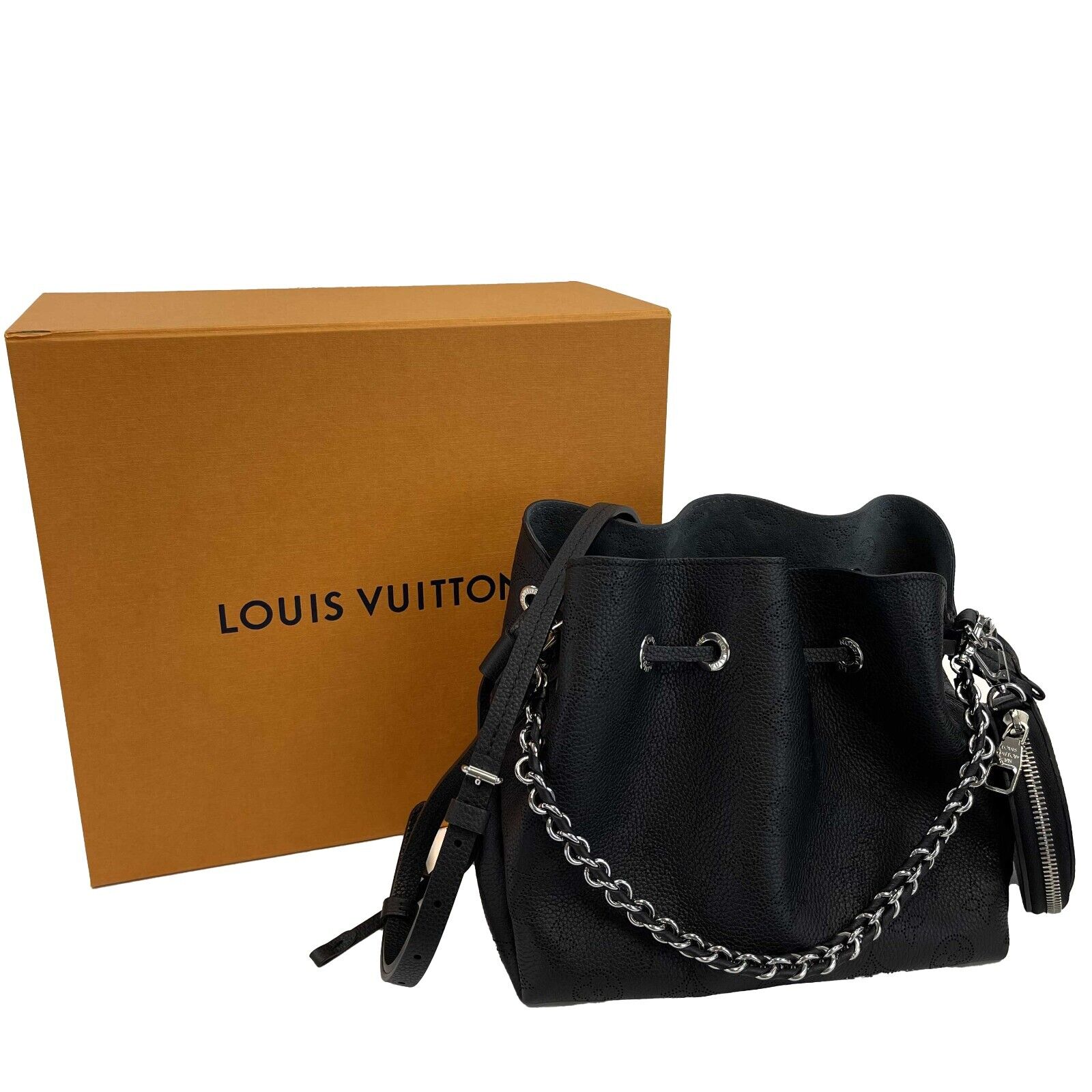 LOUIS VUITTON Bella Mahina Calf Leather Tote Shoulder Bag Cream