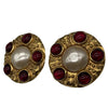 CHANEL - Vintage Collection 23 - Red Gripoix Red White Pearl Clip On Earrings