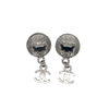 CHANEL - 97P Vintage Silver Coco Coin Dangle CC Logo Drop Clip On Earrings