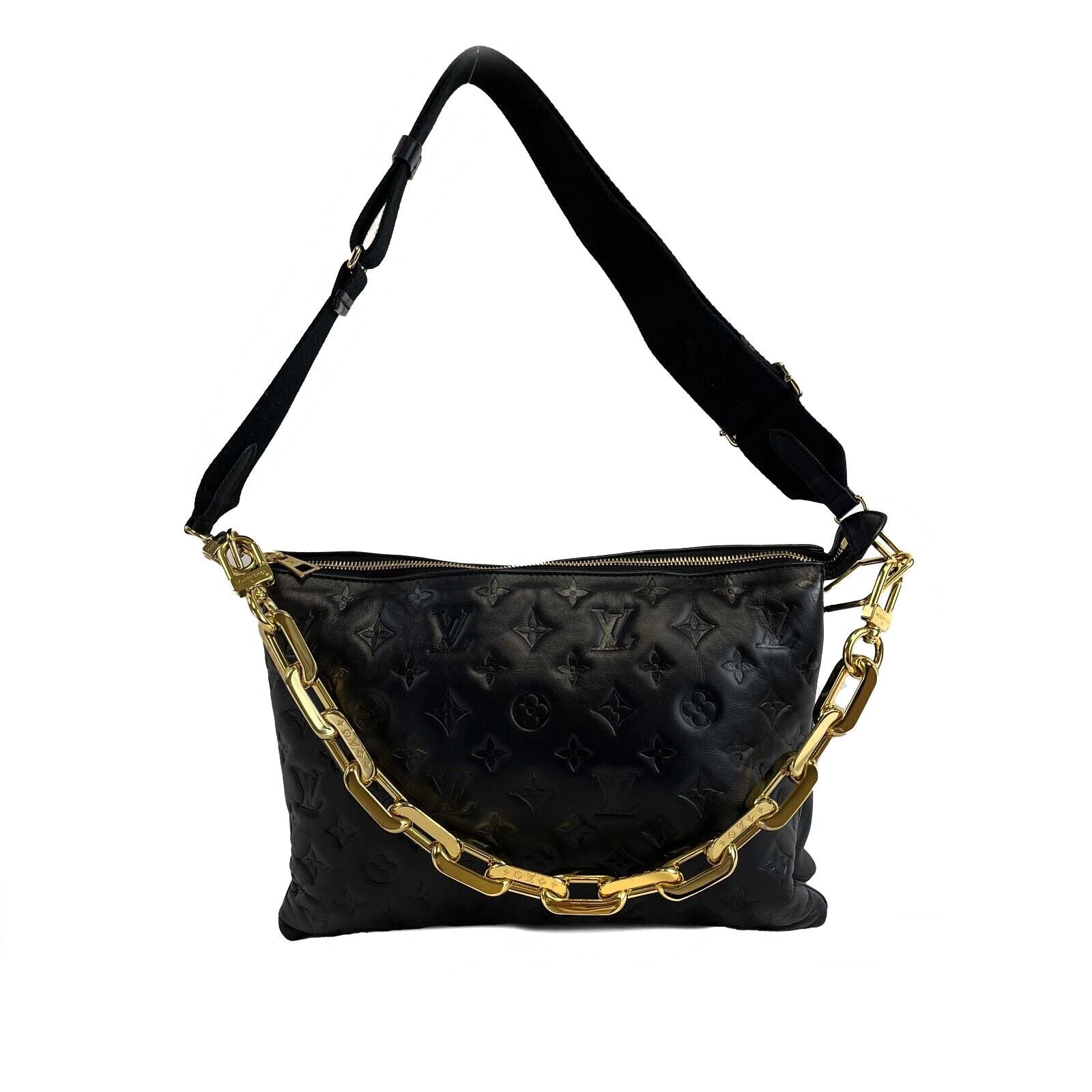 Coussin flap leather crossbody bag Louis Vuitton Black in Leather