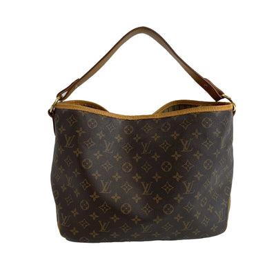 Louis+Vuitton+Delightful+Tote+GM+Brown+Leather+Zipper+Pocket for