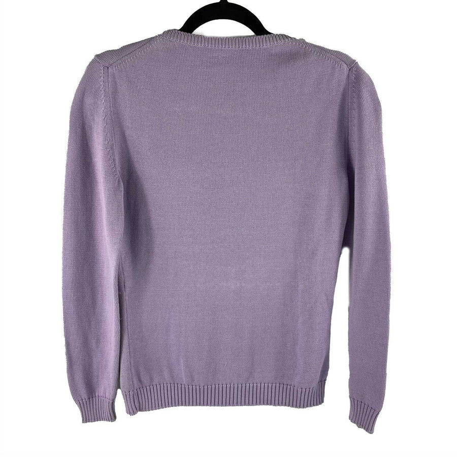 Mary Katrantzou - Crystal Flower Knit Sweater Top - Lilac, Purple, Grey - S