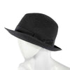 CHANEL - Straw Woven Panama Fedora - Black Hat - Grosgrain Ribbon - Size L