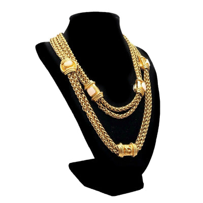 Chanel - Gripoix 95A Barrel Slider Long Double Rope Chain - Gold - Necklace