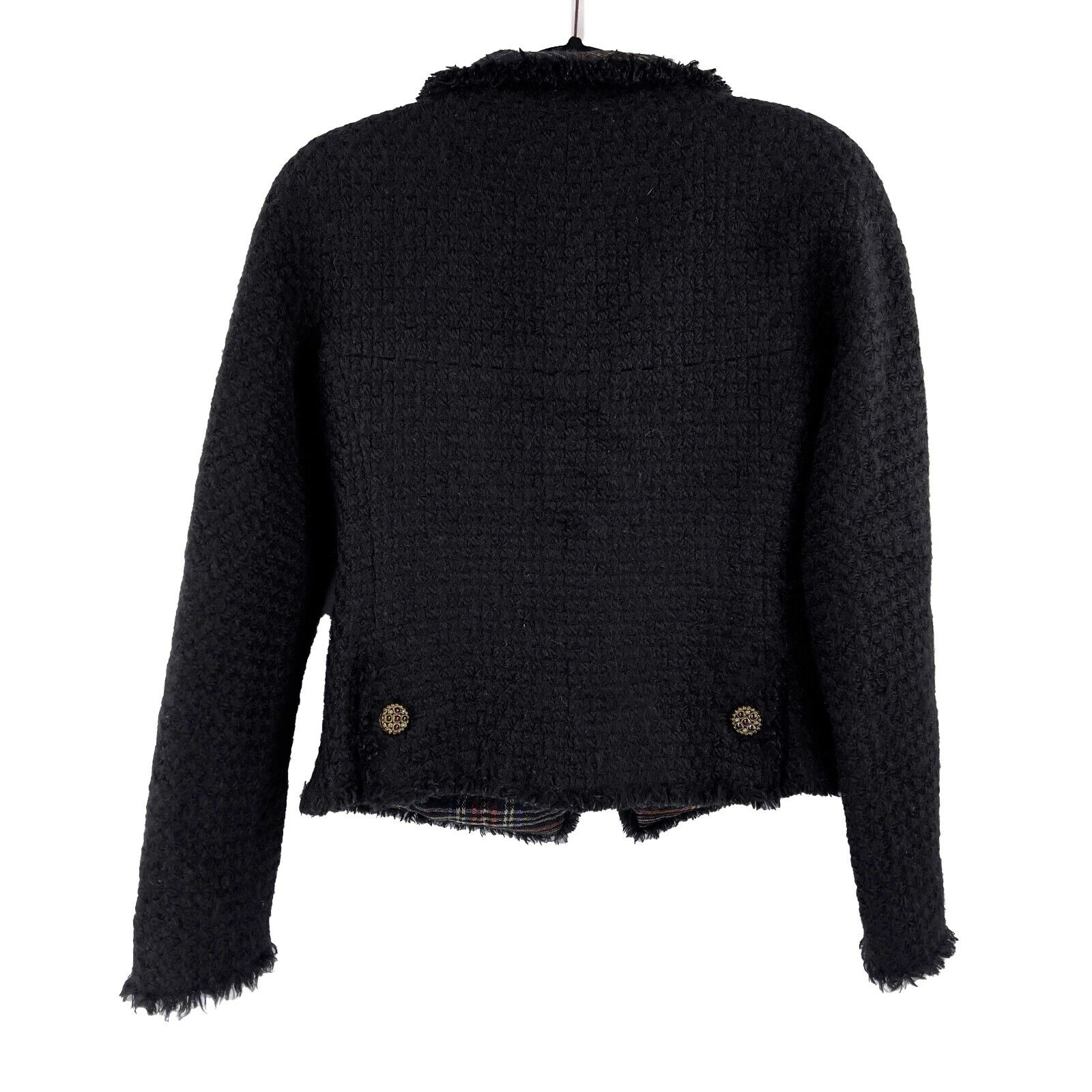 CHANEL -13A Paris-Edinburgh Black Tweed Plaid Jacket - Gripoix