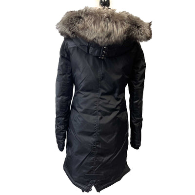 Nicole Benisti -Madison Fur-Lined Parka Coat / Black Jacket - Size S
