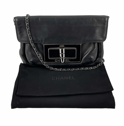 CHANEL - Giant Mademoiselle Lock Chain Shoulder Bag - Small Black Crossbody