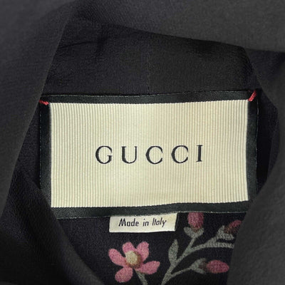 Gucci - Silk Bow Blouse with Garden Print - Black - 38 US 4