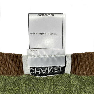 CHANEL 1997 Sweater Set Turtleneck / Vest - CC Green Ribbed Cashmere 42 US 10 97A