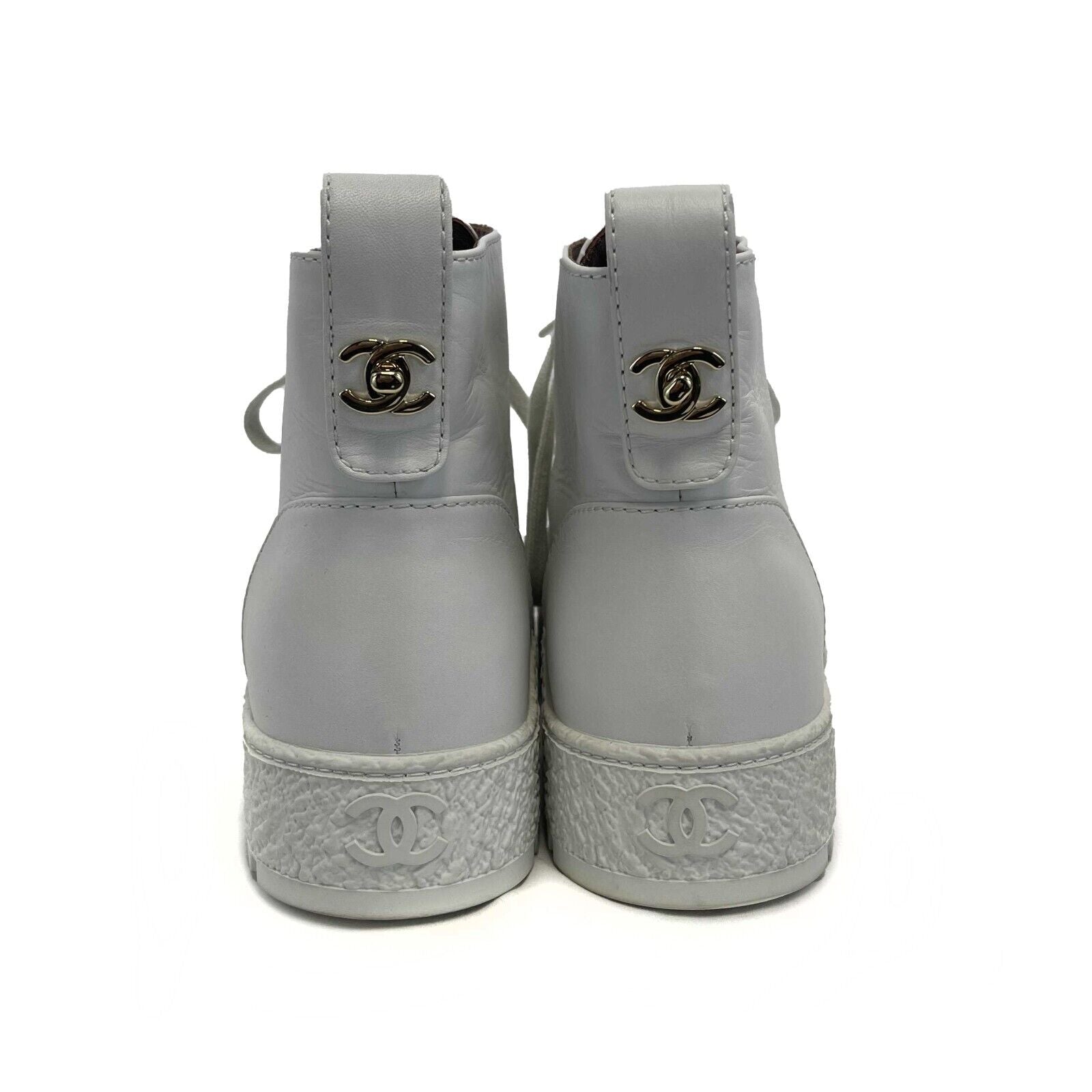 Chanel CC Leather 21B Ultra Rare Combat Boots