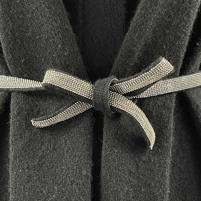 Brunello Cucinelli - Monili Belted Cardigan Black Sweater - Size S Small