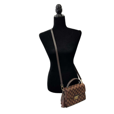 Louis Vuitton - Damier Ebene Croisette Brown Top Handle Tassel Bag w/ Strap