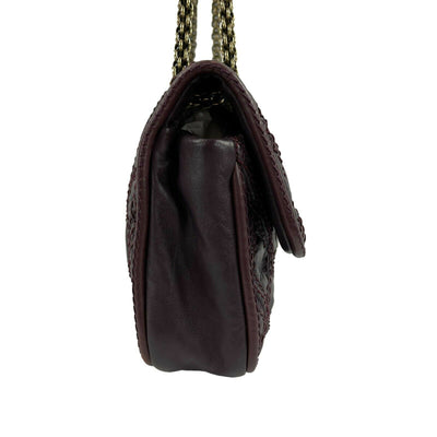 CHANEL - Stitched Leather Burgundy Large Flap CC - Crossbody / Shoulder Bag