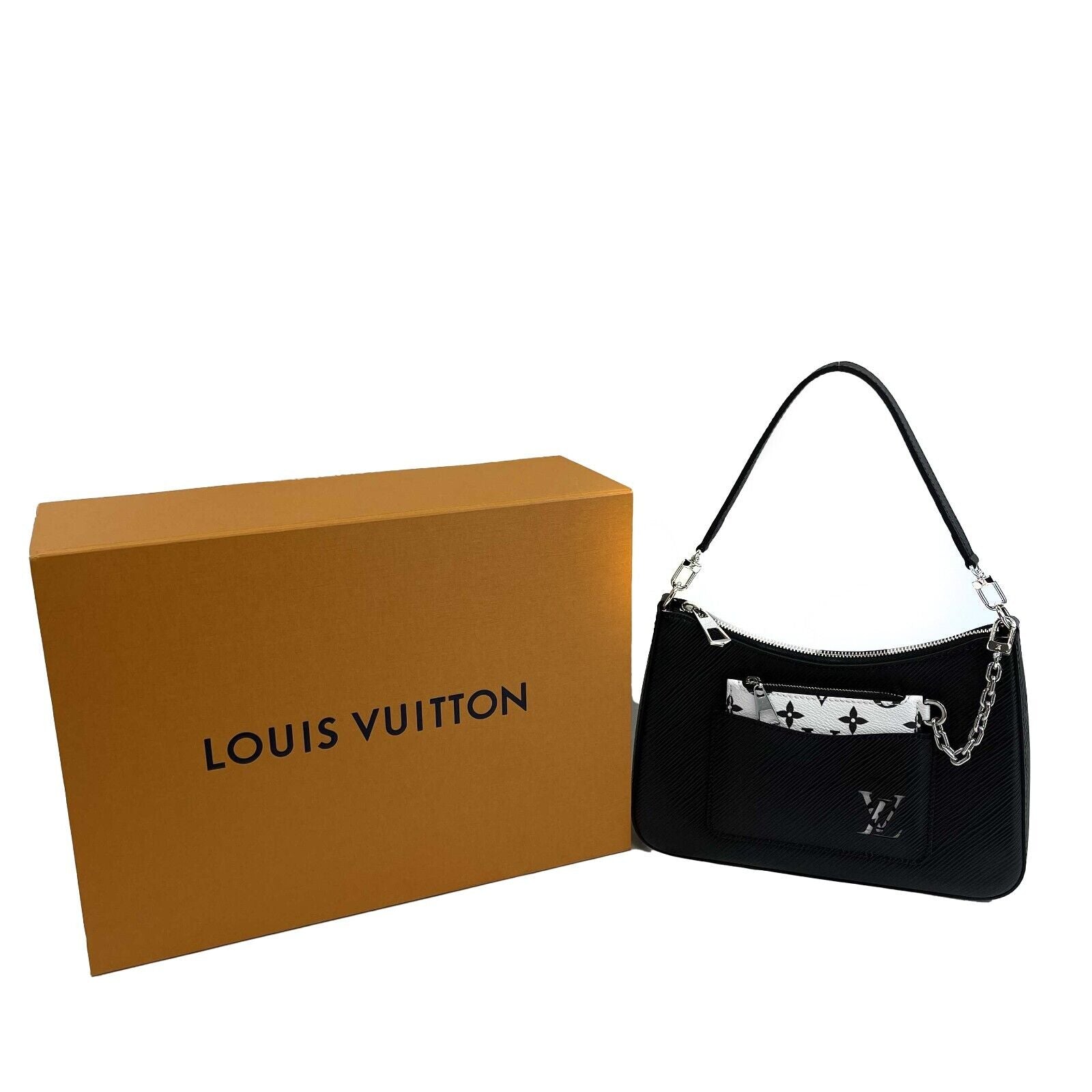 Louis Vuitton - LV- Marelle Black Epi Leather w/ White Pouch Shoulder -  BougieHabit