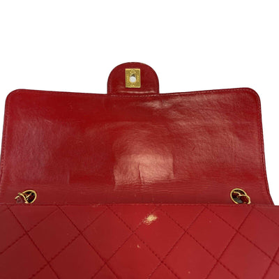 CHANEL - Vintage Jumbo CC Lambskin Single Flap Red Shoulder Bag