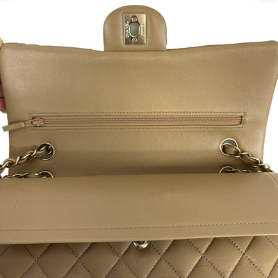 Chanel - New w/ Tags - 22B Classic Double Flap CC Beige Shoulder Bag