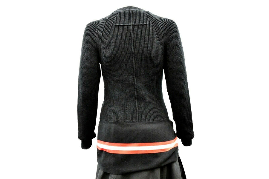 Givenchy - Black Red & White Striped Tie Waist Top Sweater - US XS