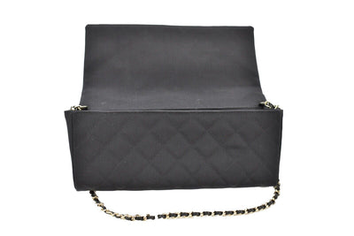 Chanel - Camellia Black Satin Pochette Bag - Gold Chain Strap Quilted