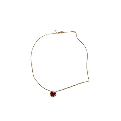 Van Cleef & Arpels-Sweet Alhambra heart Pendent 18K Carnelian-Rose Gold Necklace