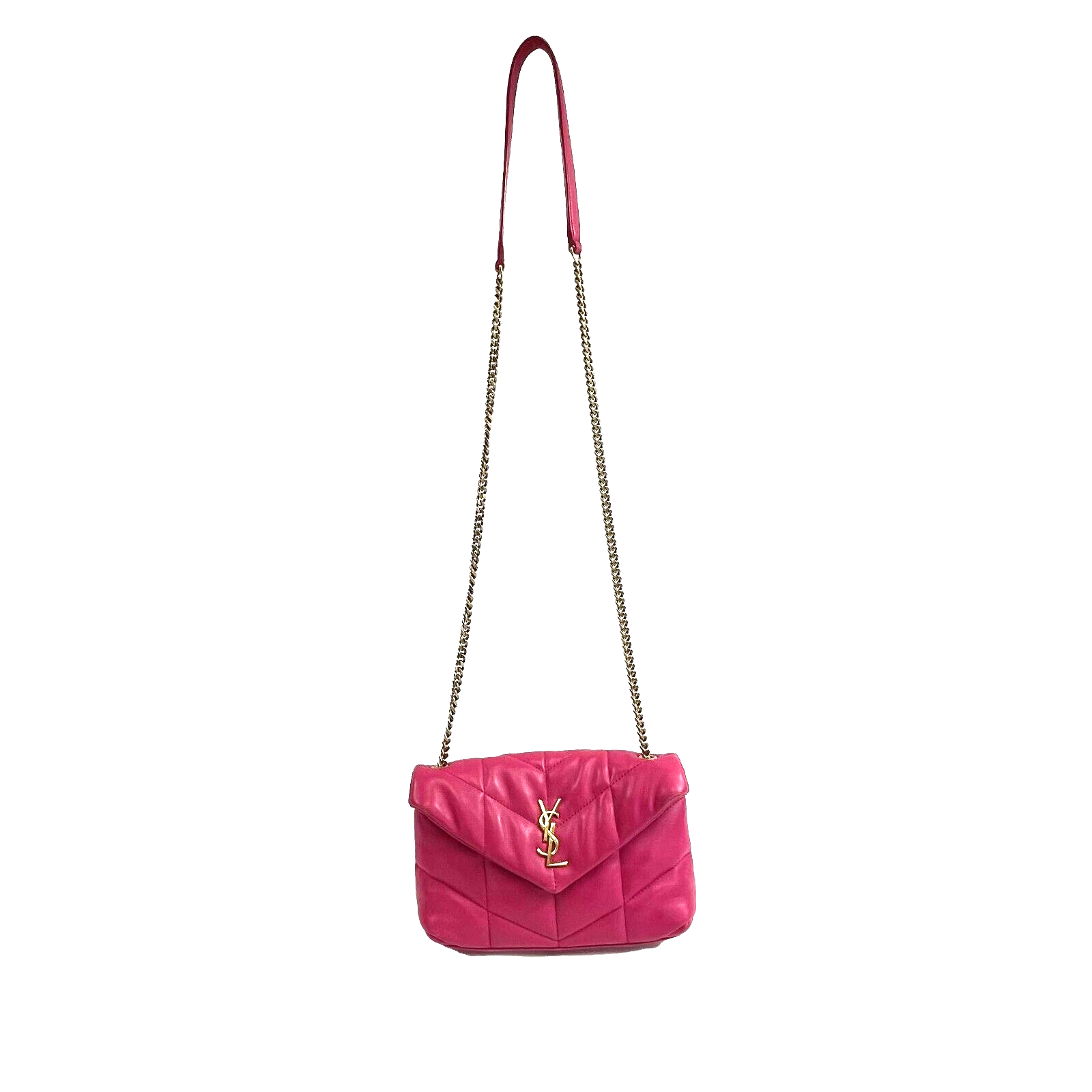 Saint Laurent - YSL - Puffer Toy Bag in Quilted Lambskin Fuschia Pink -  BougieHabit